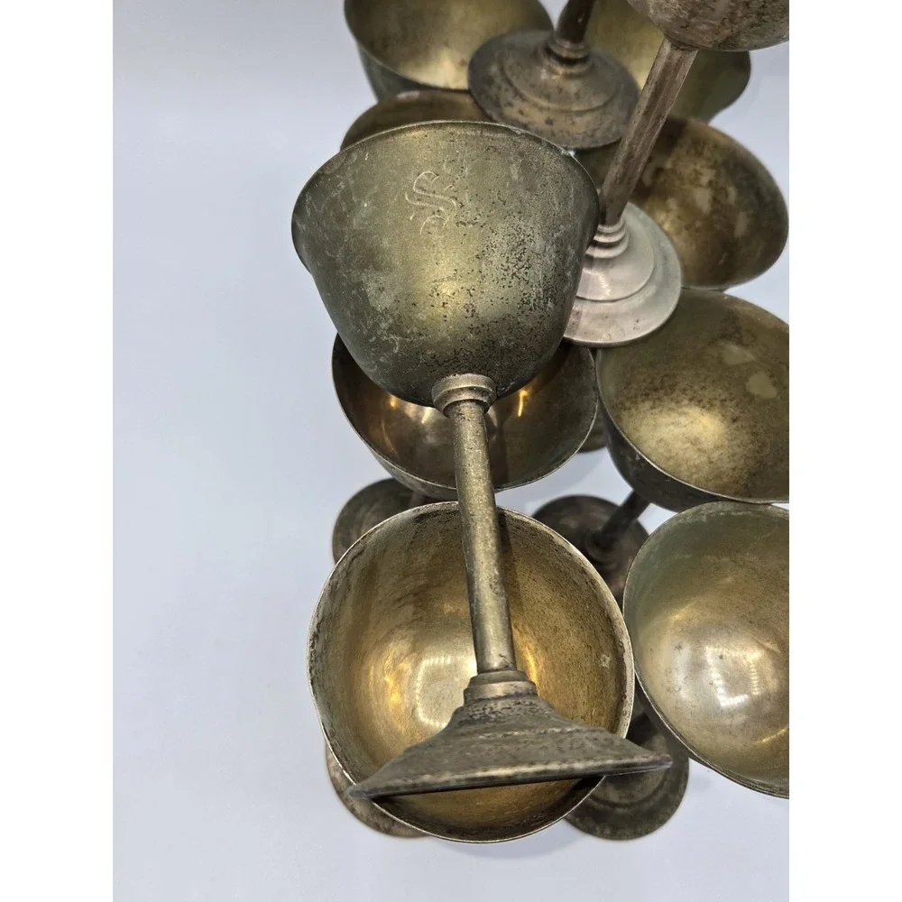 Antique‎ British Sheffield Electro-Plated Nickel Silver Goblet Set of 11 4-7/8